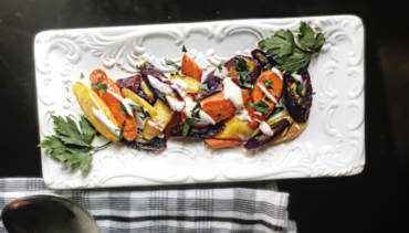 Rainbow Carrots Drizzled With A Yogurt Dressing